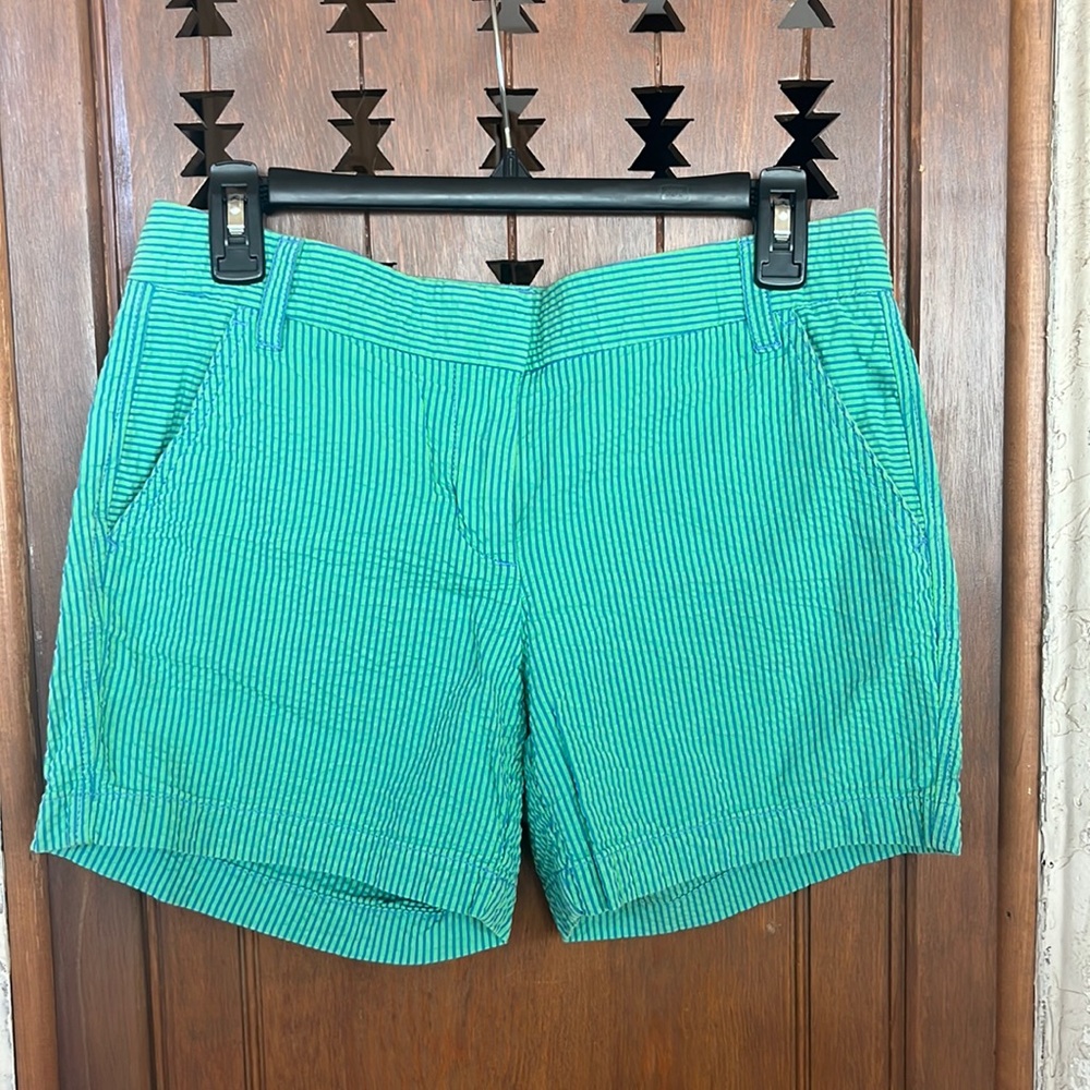 J. Crew seersucker shorts size 4 blue green
